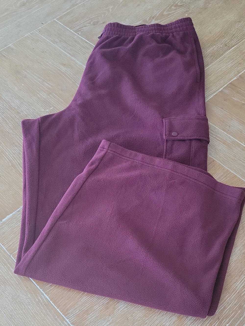 PINK Victoria's Secret Polar Fleece Wine Color Wide Leg Cargo Sweatpants XXL NWT